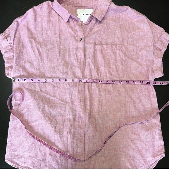 Lola River Cotton Button Down Blouse Size L - Picture 8 of 9